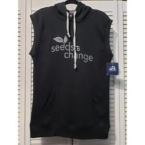 J America Triblend‎ Sleeveless Hoodie Women's Size Large Black Seeds Of Change